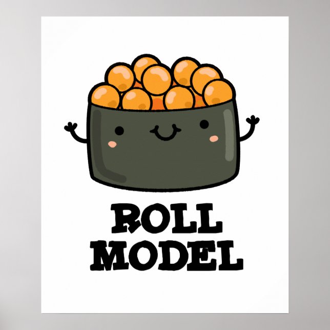 Roll Model Funny Food Sushi Roll Pun Poster (Framsidan)