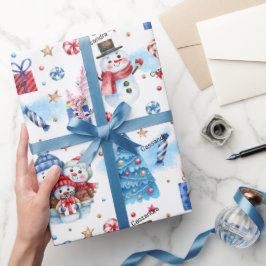 Roll, Namn Helgdag Snögubbars Family Red-Blue Möns Presentpapper