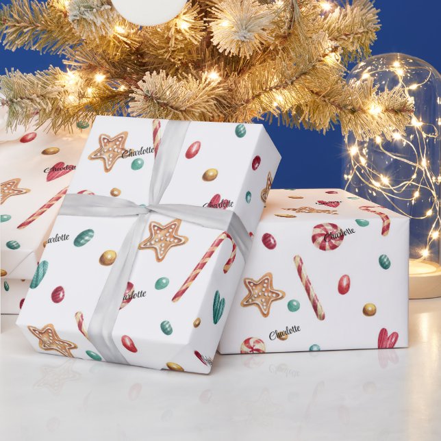 Roll, Namn på Stollig Helgdag Candy Mönster Presentpapper (Helgdagar)