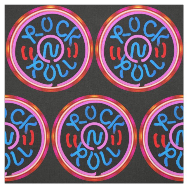 Roll på Roll Music Neon-signera Se Fabric-utskrift Tyg (Provkarta)