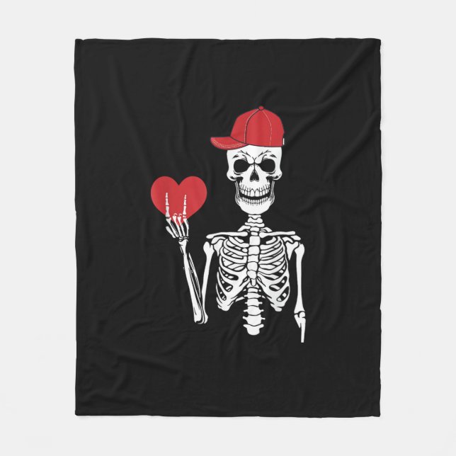 Roll Skeleton Händer Heart Valentines day Skull Fleecefilt (Framsidan)