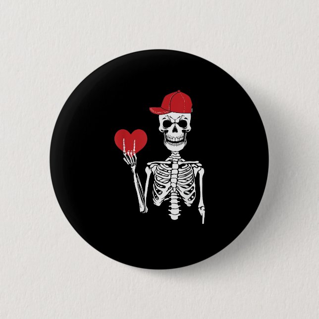 Roll Skeleton Händer Heart Valentines day Skull Knapp (Framsida)