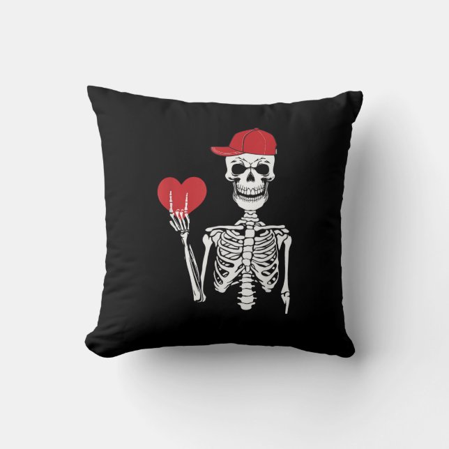 Roll Skeleton Händer Heart Valentines day Skull Kudde (Framsida)