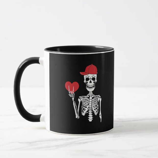 Roll Skeleton Händer Heart Valentines day Skull Mugg (Vänster)