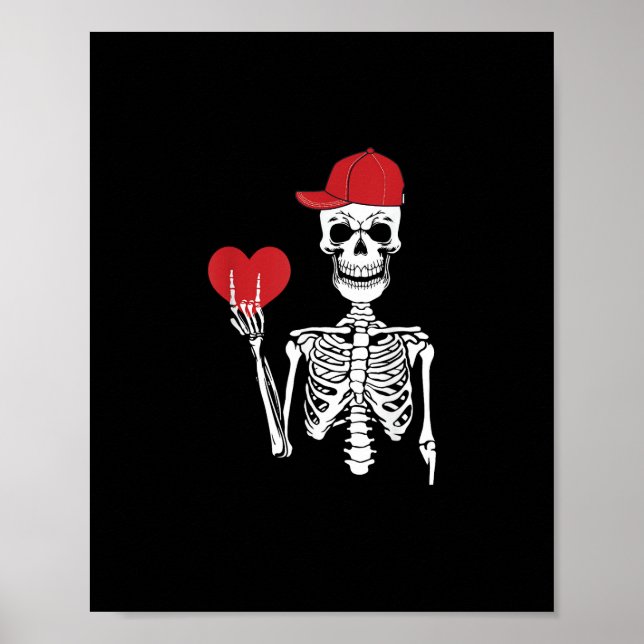 Roll Skeleton Händer Heart Valentines day Skull Poster (Framsidan)