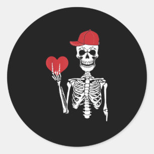 Roll Skeleton Händer Heart Valentines day Skull Runt Klistermärke