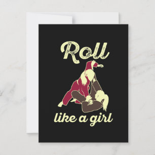 Roll som en flicka i Brasilien Jiu Jitsu BJJ Vykort