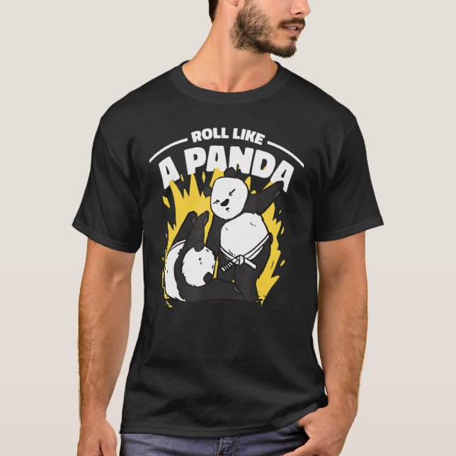 Roll som en Panda Bjj Grappling Jiu Jitsu Panda T Shirt (Framsida)