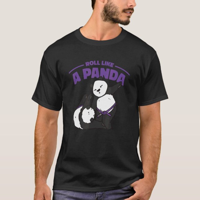 Roll som Panda Jiu Jitsu Lila Bälte Panda T Shirt (Framsida)