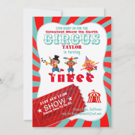 ROLL UPP CIRCUS 3:e födelsedagstjuggen Underbarare Inbjudningar