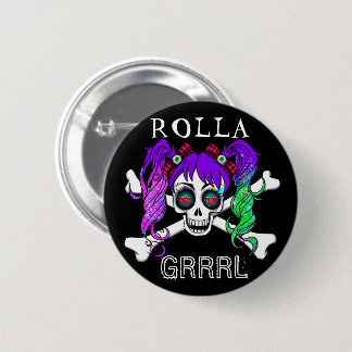 Rolla Grrl Punk Sten Roller Derby Button Pin Knapp