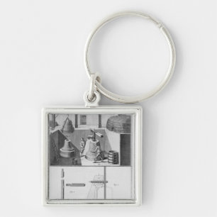 Rollbesättningklockor, illustration från fyrkantig silverfärgad nyckelring