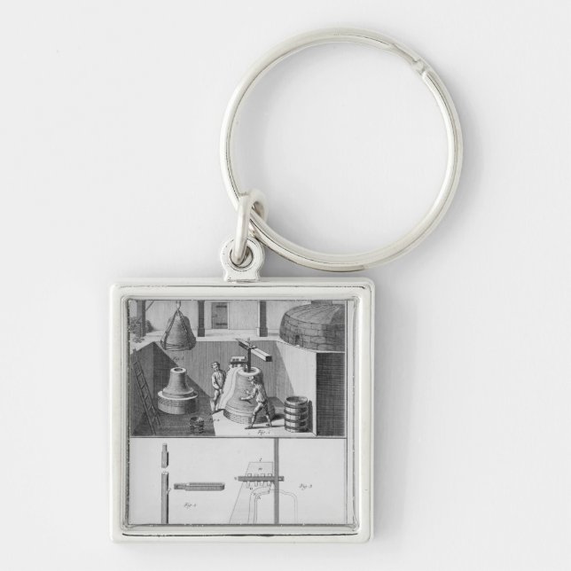 Rollbesättningklockor, illustration från fyrkantig silverfärgad nyckelring (Framsidan)