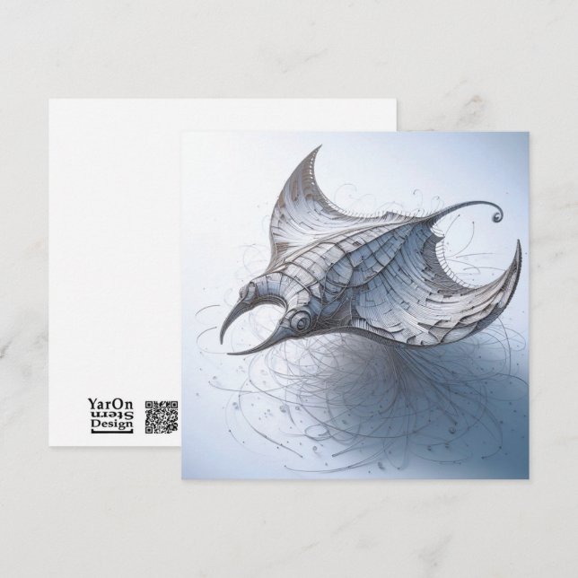 Rolled Magazine Papper Manta-Ray Greeting Card Anteckningskort (Fram/baksida)