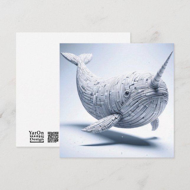 Rolled Magazine Papper Narwhal Greeting Card Anteckningskort (Fram/baksida)