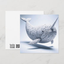 Rolled Magazine Papper Narwhal Greeting Card