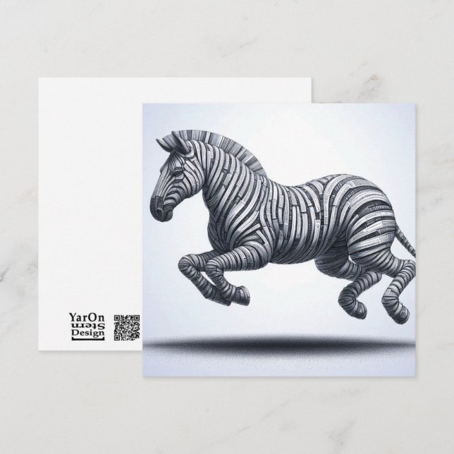 Rolled Magazine Papper Zebra Greeting Card Anteckningskort (Fram/baksida)