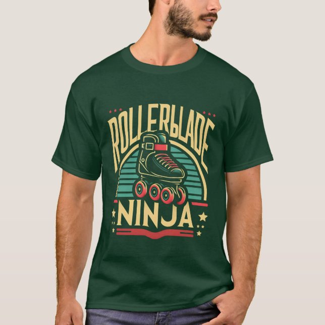 Rollekskate Ninja rolig T Shirt (Framsida)