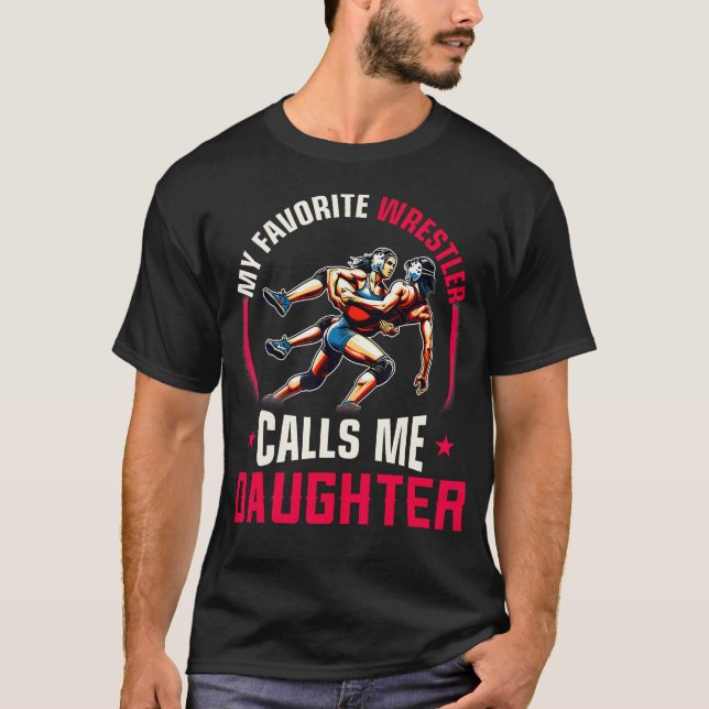 Rollekvinnor Rollig Min Favoritbrottare Kallar T Shirt (Framsida)