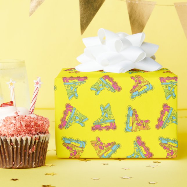 Roller Blades Skates Barns födelsedag Party Skatin Presentpapper (Födelsedagsfest)