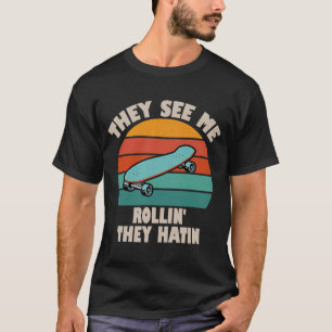 Roller Boy Skater Skating Retro Vintage 70s 80s Sk T Shirt