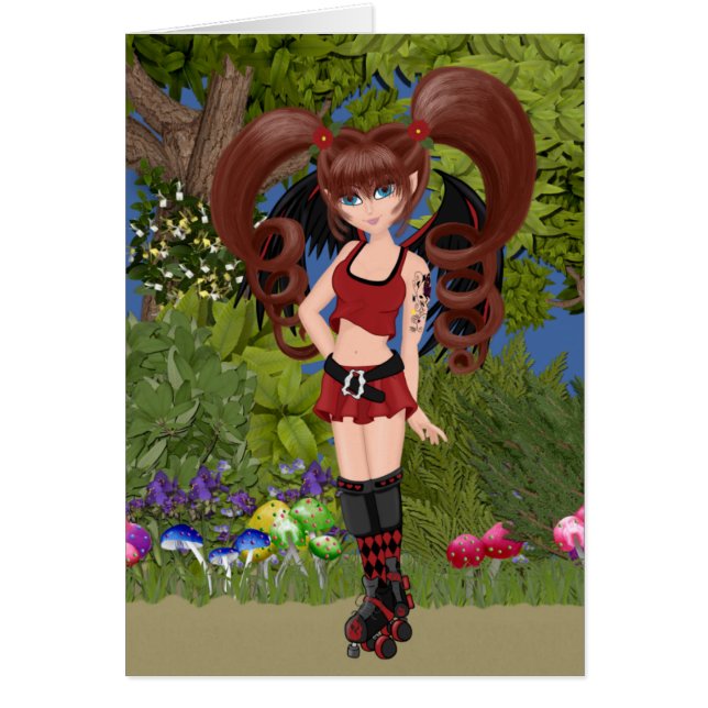 Roller Derby Anime Fairy Skating Hälsningskort (Framsidan)