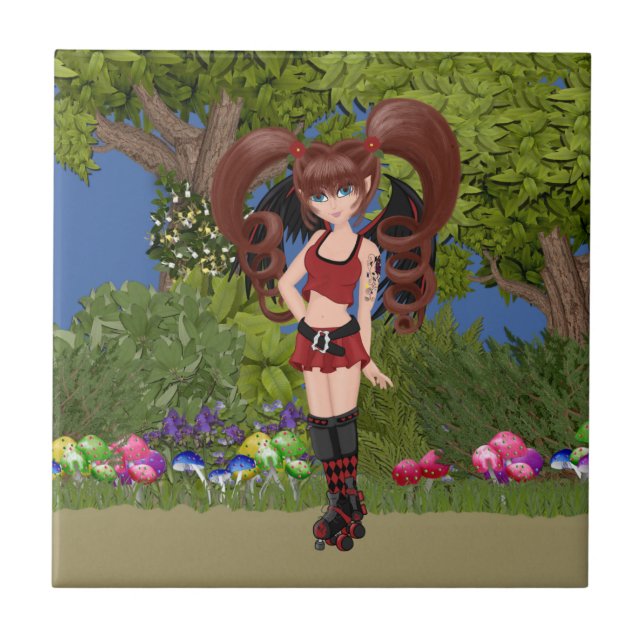 Roller Derby Anime Fairy Skating Kakelplatta (Framsidan)