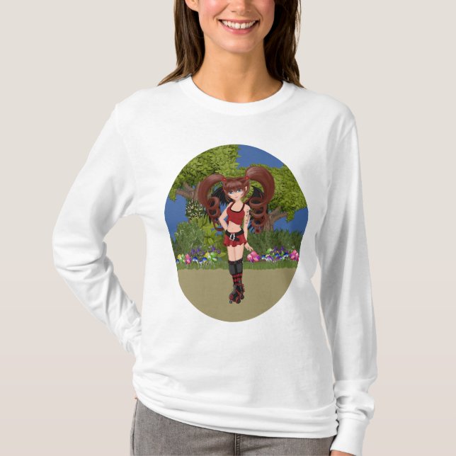Roller Derby Anime Fairy Skating Tee Shirt (Framsida)