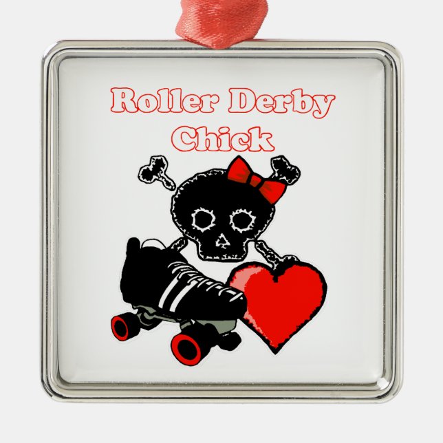 Roller Derby Chick (Red) Julgransprydnad Metall (Framsidan)