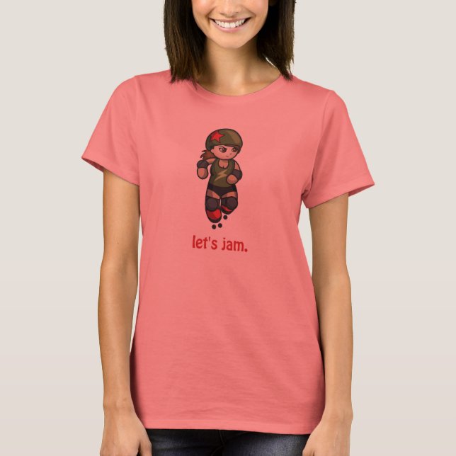 Roller Derby Cute Jammer T-Shirt (Framsida)