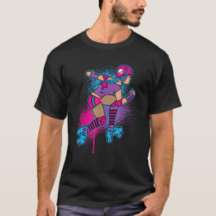 Roller Derby Girl Roller Skater with Spray Paint D T Shirt