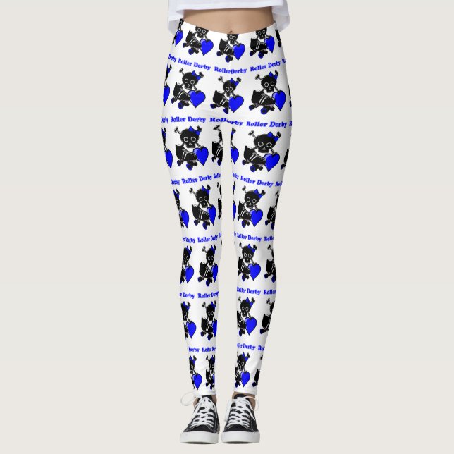 Roller Derby Heart (Blue) Leggings (Framsida)