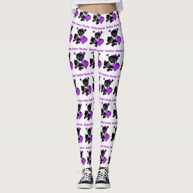 Roller Derby Heart (Lila) Leggings (Framsida)