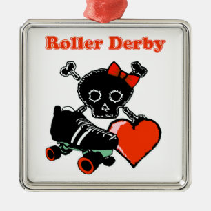 Roller Derby Heart (Red) Julgransprydnad Metall