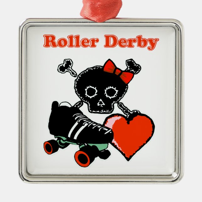Roller Derby Heart (Red) Julgransprydnad Metall (Framsidan)