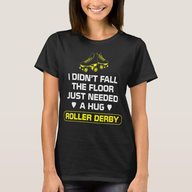 Roller Derby Player faller på Golv Skatt Team 1 T Shirt (Framsida)
