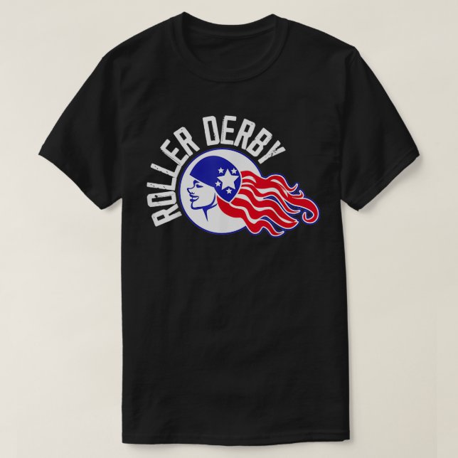 Roller Derby Player Flagga US Skating Team T Shirt (Design framsida)