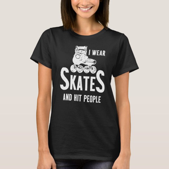 Roller Derby Player Skates Skates Team 3 T Shirt (Framsida)