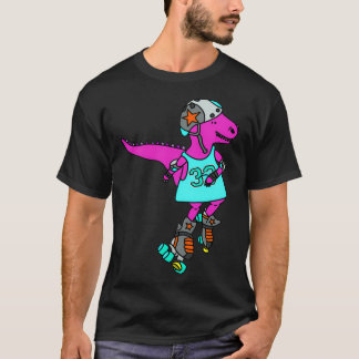 Roller derby rullskridskor rosa dinosaur t shirt