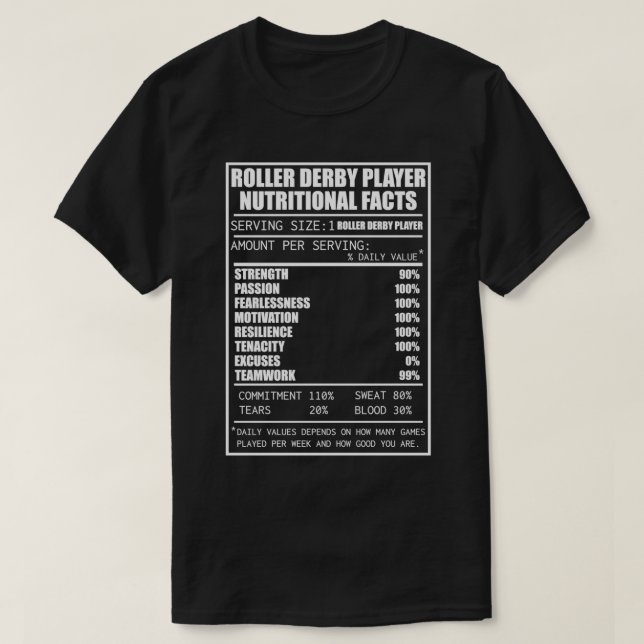 Roller Derby Shirts Roller Nutritional Facts Vinta T Shirt (Design framsida)