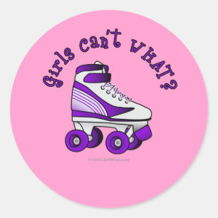 Roller Derby Skate - Lila Runt Klistermärke