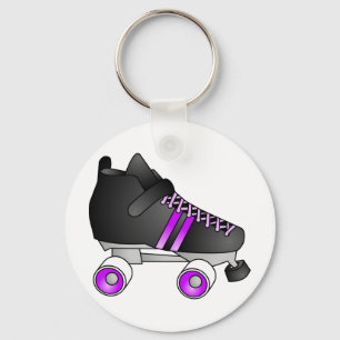 Roller Derby Skates Black and Lila Nyckelring