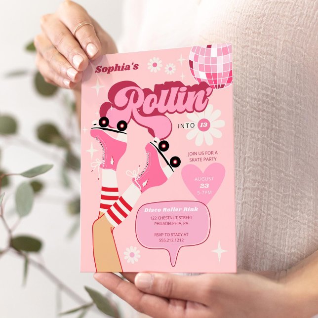 Roller Disco Födelsedagsfest Roller Skate Inbjudningar (Skapare uppladdad)