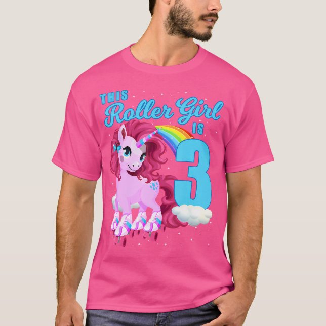 Roller Girl är 3 Roller Skating Unicorn Bird T Shirt (Framsida)
