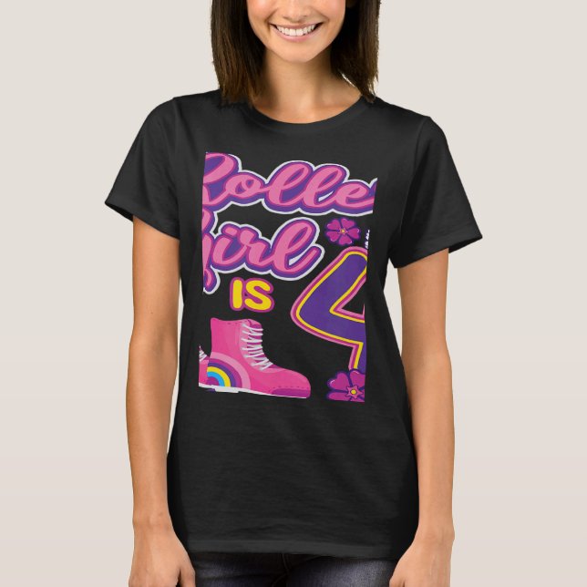 Roller Girl är 4 Birthday Roller Skate Skatin T Shirt (Framsida)