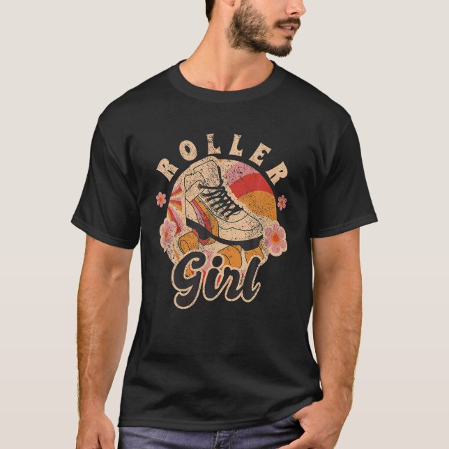 Roller Girl Funny Retro 70 s Rolling Skates Derby T Shirt (Framsida)