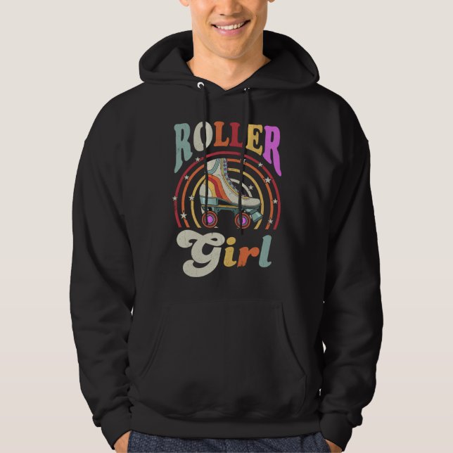 Roller Girl Retro Roller Derby Roller Skating Roll Hoodie (Framsida)