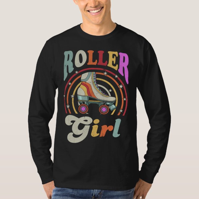 Roller Girl Retro Roller Derby Roller Skating Roll T Shirt (Framsida)