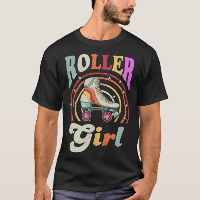 Roller Girl Retro Roller Derby Roller Skating Roll T Shirt (Framsida)