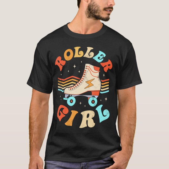 Roller Girl Skater Skating 70S 80S Skates T Shirt (Framsida)